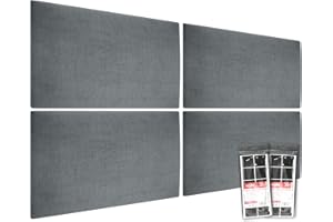 ‎MOLLIS HOMELIKE INTERIORS MOLLIS Polsterplatte, Set von 4 Stück, Rechteckiges & Dekoratives Wandpaneel, als Bettkopfteil oder Aufprallschutz, Reduziert Schall & Verbessert Akustik, aus Schaumstoff, 60 x 30 cm, Anthrazit