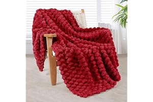 ‎WHALE FLOTILLA Whale Flotilla Kuscheldecke Flauschige Decke mit 3D-Jacquard-Muster, Exquisite und Warme Wohndecke Sofadecke für Ganzjahreszeiten, 130x150 cm, Rot