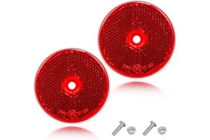 AGRISHOP Rosso Catarifrangente da Avvitare, Rotondi,2Pezzi,Ø60 mm,Omologati E, Rosso Riflettori Avvitare Posteriore Rimorchio per Recinzione Cancelli Caravan Macchine(Rosso/Rotondi/2Pezzi）