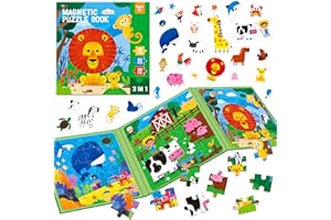 SPRITEGRU Puzzle Magnetici per Bambini di 3-5 Anni, 3 Puzzle da Viaggio con 20/25/30 Pezzi, Giochi di Sudoku Magnetici per la Scuola Materna (Tema Animali)