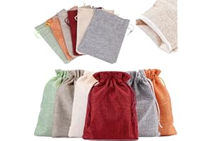 Vegena Lot de 30 Sachets en Toile de Jute 13x18 cm Sac Jute avec Cordon pour Calendrier de l'Avent, Bijoux, Mariage, Fête, Noël, Bricolage, 6 Couleurs