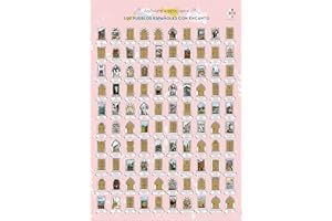 ENJOY TECH ENJOYERS - Lamina para Rascar 100 Pueblos de España con Encanto. Lamina Rascable Decorativa 65x45 cm. Mapa Poster para Pared Ilustrado a Mano. Lamina Viajes Regalo. Solo Lamina sin Marco.