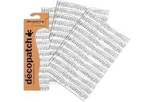 DÉCOPATCH Decopatch C468O - 1 BUSTA da 3 fogli di carta stampata 30x40 cm, Note musicali