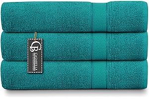 BELLACASA Casabella Paquete de 3 toallas de baño extragrandes, 100% algodón, 90 x 180 cm, color verde jade