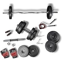 Lifelong PVC Home Gym Set 10-20kg Plate 3feet curl Rod and Dumbbells rods with Gym Accessories