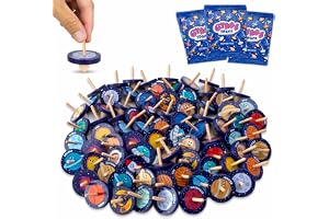 BONNYCO Träsnurra 40-Pack med Rymdmotiv, Presenter för Barnkalas och Skola | Små Presenter för Barnkalas med Galax-tema. Gåvor till Gäster, Överraskningsleksaker, Grundskoleelever och Pinatafyllning