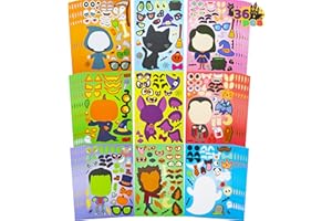 JOYIN 36 PCS Halloween Make a face Sticker Sheets Make Your Own Halloween Characters Sticker with Full Body Design Vampire, Witch, Frankenstein, Ghost, Halloween (Halloween Funny Stickers)
