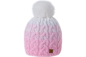 MFAZ Morefaz Ltd Damska męska zimowa czapka beanie czapka z dzianiny z polaru z pomponem Fashion SKI, Pink White, jeden rozmiar