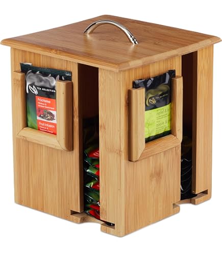Les-Theresa Boite Thé Transparent, Boîte de Rangement pour Sachets de Thé, Boite a The Compartiments à 12 Boîte à Thé, Boîte Rangement Thé, pour Sachets de Thé Café épices Cuisine Bureau et