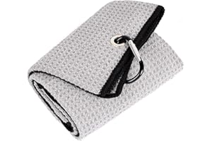 Mile High Life Golf Towel | Tri-fold Waffle Towels | Premium Microfiber Fabric | wiith Heavy Duty Carabiner Clip