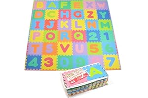 PINK PAPAYA Puzzlestar XXL, Tapis Puzzle pour Enfants de 110 pièces en EVA antidérapant - Le Grand Tapis de Jeu Peut être monté, Chaque pièce est 30x 30x 1cm de Large - Tapis Puzzle pour Enfants