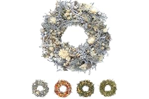 PHILARO Trockenblumenkranz All Seasons Ø 29cm weiß/beige - kein Plastik I Trockenblumen Premium Qualität aus Europa - Türkranz - Tischkranz - Wandkranz - Trockenblumenkranz