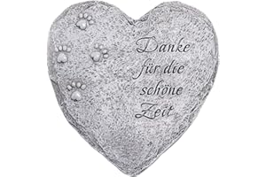 Passion MaDe Grabschmuck für Tiere Hund Katze Herz 80486736000 Grabstein Gedenkstein Trauerschmuck wetterfest Tier Tiergrab Grabdeko Pfote Grab Deko Dekostein Stein mit Spruch (grau)