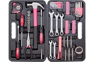 CARTMAN 148-teiliges Werkzeugset – Haushalts-Handwerkzeug-Kit mit Kunststoff-Werkzeugkoffer, Rosa