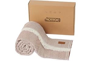 nottoc Tagesdecke Einzelbett Ziegelfarbe 100% Baumwolle Sofadecke Bettüberwurf Couchbezug Wendedecke 150x200 cm