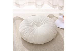 MolynnChic Cuscino da pavimento per meditazione, rotondo, grande, per adulti, in velluto, spesso, per yoga, soggiorno, balcone, tatami, esterni, 45,7 cm (beige)