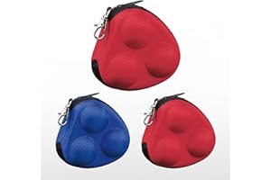 Tibhar Tischtennis Balltasche Grid | Ball-Case für 3 Tischtennis-Bälle mit Karabinerhaken | rot | blau