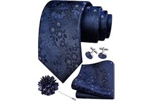 Gusleson 3.15"（8cm） Mens Floral Tie and Lapel Pin Necktie Hankerchief Cufflinks Set for Men