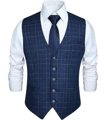 Gilet Uomo Vintage A Righe, Scollo V, Slim Fit, Regolabile Sul Retro, Per Matrimoni E Serate Eleganti, Taglie Comode
