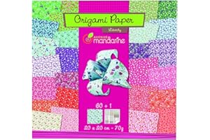 AVENUE MANDARINE MY MANDARINE 52509O - Un paquet de 60 feuilles Origami 20x20 cm 70G (30 motifs x 2 feuilles) + une planche de stickers ''Yeux'', À partir de 7 ans - LIBERTY