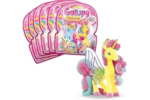 Galupy Unicorn - 6er Pack Einhorn Figuren, Einhorn Spielzeug zum Sammeln, 6X Ponyfiguren mit Glitzerflügeln & Swarovski Kristal