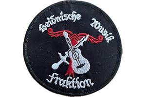 HEIDENKLAMOTTEN Heidnische Musik Fraktion Aufnäher, gestickter Heidentum Patch zum annähen/aufbügeln | bestickt Wikinger, Irminsul mit Schwert und Gitarre