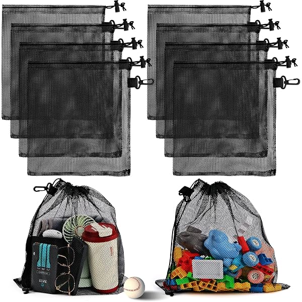 Lot De 7 Sacs En Filet Avec Cordon De Serrage - 45 X 30 Cm - Pour Jouets, Plage, Sport, Linge - 7 Couleurs