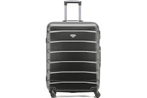 Flight Knight Lekka 4-kołowa walizka kabinowa z tworzywa ABS, twarde etui, przeznaczona do samolotów ponad 100 linii lotniczych, jak easyJet, British Airways, RyanAir, Virgin Atlantic, Emirates, Grafitowy, Medium 25"