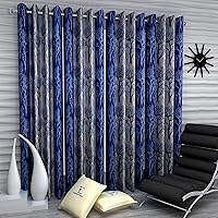 Fashion String Polyester 4 Pieces Window Curtain Set, 5 Feet Long, Blue