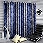 Fashion String Polyester 4 Pieces Window Curtain Set, 5 Feet Long, Blue