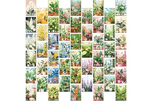 SEGXN 50 Pcs Floral Botanical Postcards Set -Nature Watercolor Style,Watercolor Flower & Plant Art Cards for Wall Decor, Scrapbooking, Greeting Cards, Home Decoration