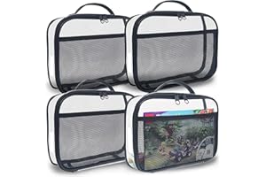 holay 4er-Packung PVC mit Reißverschluss Blocks Set, Spielzeug, Ton, Brettspiel Aufbewahrung Organisierer Koffer Tasche(Namensschild, Handbuch-Tasche) (Schwarz, Klein)