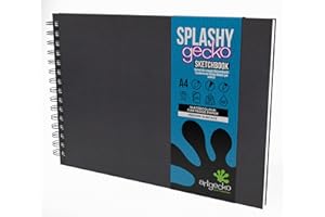 Artgecko 300gsm Watercolour Sketch Book A4 Landscape - 40 Pages (20 Sheets) White Cartridge Paper