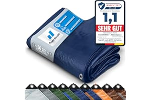 FLOORDIREKT Tarpaulin, All-weather Waterproof, Heavy-Duty Tarp (8 x 14 m (140 g/m²) Blue) Protective Tarpaulin for Tents, Camping Underlay, Outdoor & Garden | With Eyelets