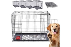 Arebos Hundekäfig 77,5 x 53 x 59 cm | Hundetransportbox Auto klappbar | Hundebox faltbar | Transportbox Hund mit 2 Türen | Hundekäfig für Zuhause | M Schwarz
