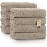 Green Mark Towels - 8 Piece Set - 100% Cotton, Soft and Highly Absorbent, Bath, Spa and Gym, 50 x 100 cm, Sand/Beige
