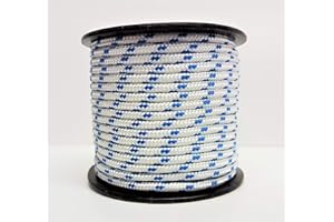 Rota Marine 3mm 19Mt Mini Reels Polyester Braided Rope Boat Tent Kayak Mini Spools - Color: White Blue Fleck