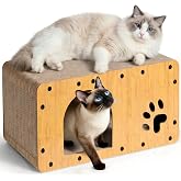 Gimars 60 cm Large Cardboard Scratcher for Cats, Sturdy and Multifunctional Home, Ideal for Scratching, Resting and Hideing,