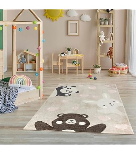Tappeto Bambini 120x170 Cm - Morbido, Design Cuore/Stelle/Luna, Turchese - Foto 10