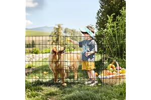 Thealyn Garden Fence 101cm High x 71cm Wide (4 Panels + 1 Gate, Length 3.5 m) No Dig Outdoor Rustproof Metal Fence Pet Dog Animal Barrier Border for Yard Patio Flower Bed