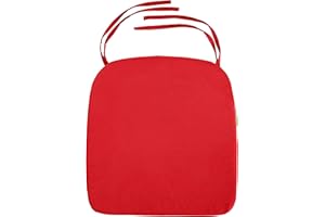 Gardenista Garden Chair Seat Pad | Indoor Water Resistant Outdoor Dining Chair Pads | Soft & Thick Resol Palma Seating Cushion with Secure Ties | Patio Furniture Cushions (2, Red, 40x40cm)