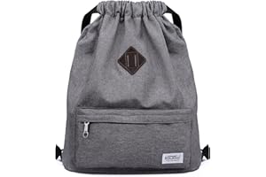 KAUKKO Nowy płócienny worek gimnastyczny ze sznurkiem z wewnętrzną kieszenią, ciemnoszary, 19 Liter, Plecak podróżny