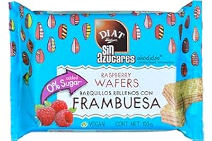 DIAT Radisson - Barquillos Rellenos con Frambuesa | Vegan y sin Azúcar Añadido | Barquillos de Frambuesa | Wafers con Frambuesa Sin Azúcares Añadidos Veganos