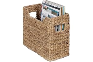 Relaxdays Zeitungsständer, Wasserhyazinthe, HBT: 25 x 34,5 x 15,5 cm, Dokumentenhalter geflochten, Organizer, Natur
