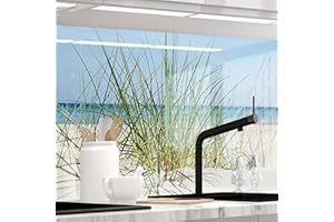 ‎STICKERPROFIS StickerProfis Küchenrückwand selbstklebend Glasoptik - DÜNENBLICK - 1.8mm, Versteift, alle Untergründe, Hart PET Material, Premium 60 x 340cm