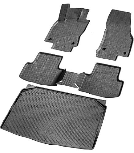 Recambo Tappetini in gomma 3D compatibili con Skoda Karoq | tipo NU7 | anno di costruzione dal 2017 > | Tappetini in gomma | su misura | con bordo | grigio