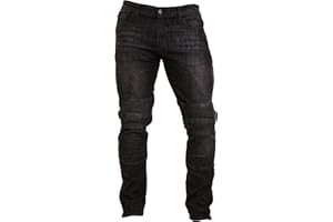 Qaswa Men's 100% Cotton Jeans - Slim Fit, High Rise, Ankle Length, Motorcycle Pants with Aramid Protection Lining, Stretch, Heat Resistant, Prevents Abrasion and Cuts