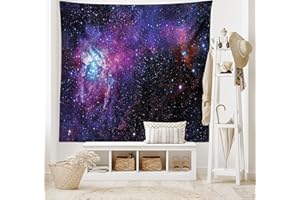 ABAKUHAUS Galassia Arazzo, Madre Bambino Nebula View, Tessuto Parete Appeso Decorazione per Camera da Letto, Soggiorno, dormitorio, 150 x 110 cm, Blu Viola Nero
