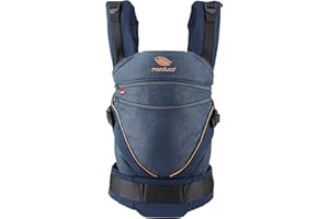 manduca XT Baby Carrier - Porte Bebe - Siège ajustable, s'étend du nouveau-né au tout-petit - Porte bébé avec 3 options de portage, denimblue-toffee