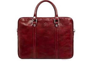 Time Resistance Ventiquattrore Uomo Fatta a Mano in Italia da Esperti Artigiani – Borsa Porta PC da 13 Pollici da Portare a Mano o a Tracolla – Valigetta da Lavoro con Cerniera (Rosso)